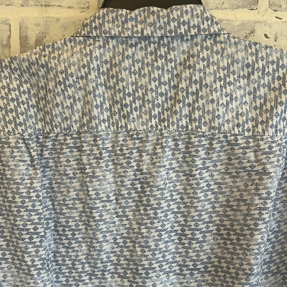 Copper & Oak Button Up Shirt Mens XL Blue/White Short Sleeve Collared Cotton - Picture 8 of 8
